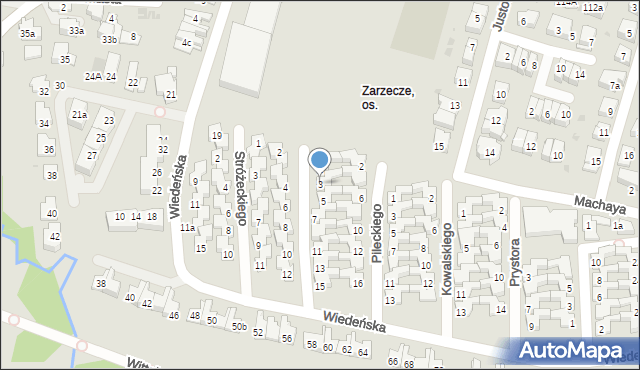 Kraków, Piwnika-Ponurego Jana, mjr., 3, mapa Krakowa