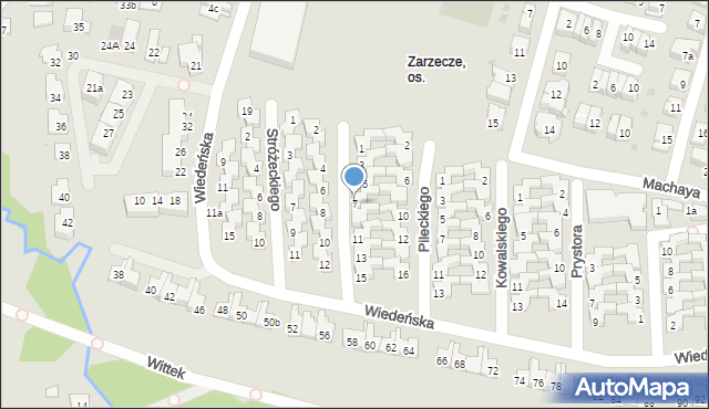 Kraków, Piwnika-Ponurego Jana, mjr., 7, mapa Krakowa
