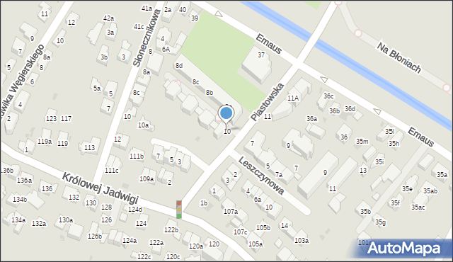 Kraków, Piastowska, 10, mapa Krakowa