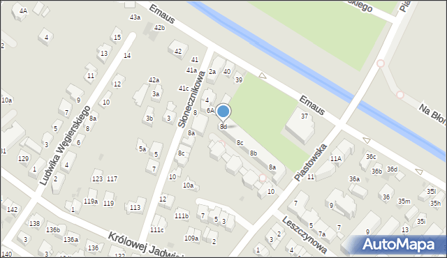 Kraków, Piastowska, 8d, mapa Krakowa
