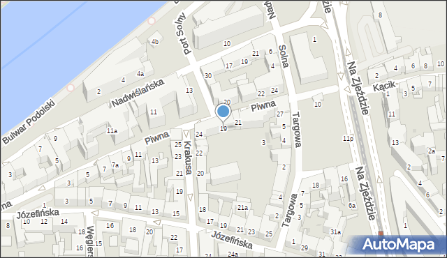 Kraków, Piwna, 19, mapa Krakowa