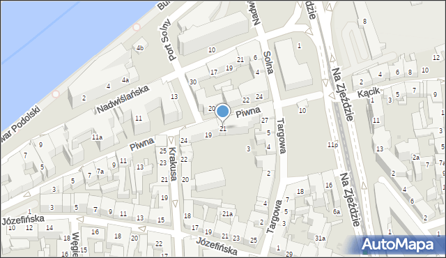 Kraków, Piwna, 21, mapa Krakowa