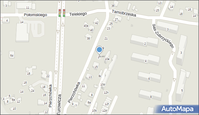 Kraków, Pierzchówka, 17, mapa Krakowa