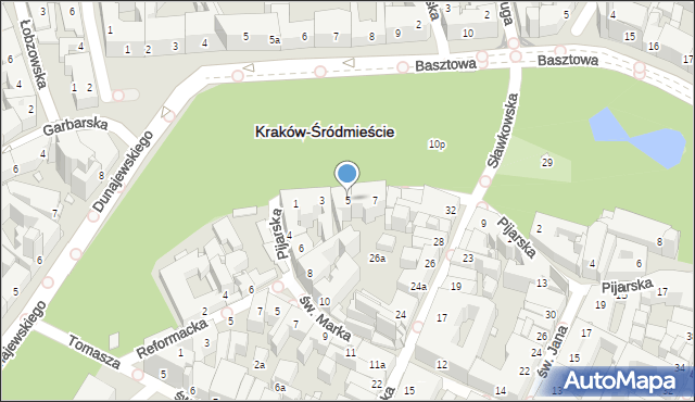 Kraków, Pijarska, 5, mapa Krakowa