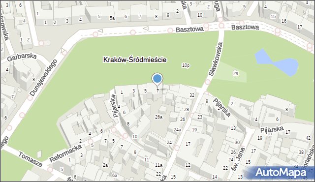 Kraków, Pijarska, 7, mapa Krakowa