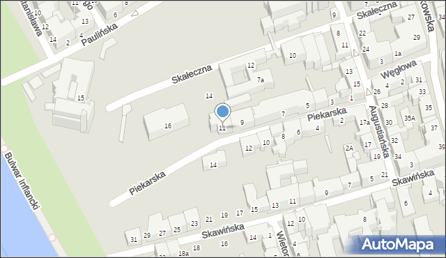 Kraków, Piekarska, 11, mapa Krakowa