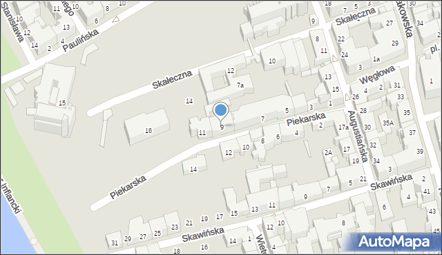 Kraków, Piekarska, 9, mapa Krakowa