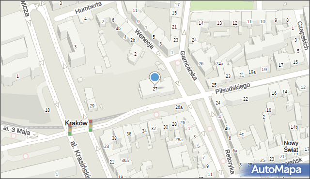 Kraków, Piłsudskiego Józefa, marsz., 27, mapa Krakowa