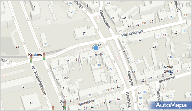 Kraków, Piłsudskiego Józefa, marsz., 28, mapa Krakowa