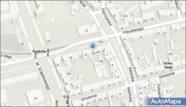 Kraków, Piłsudskiego Józefa, marsz., 30, mapa Krakowa