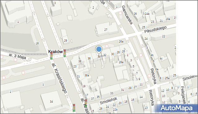 Kraków, Piłsudskiego Józefa, marsz., 34, mapa Krakowa