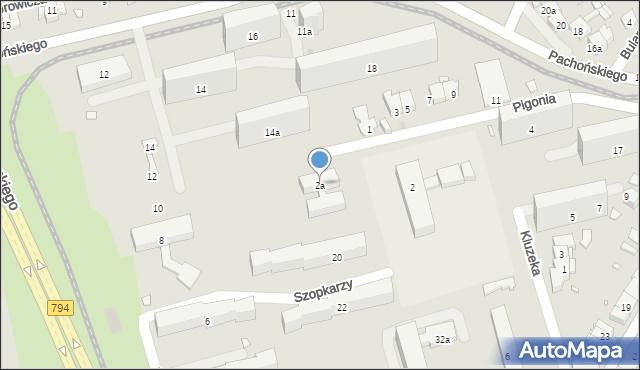 Kraków, Pigonia Stanisława, 2a, mapa Krakowa