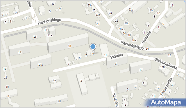 Kraków, Pigonia Stanisława, 9, mapa Krakowa