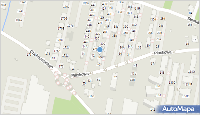 Kraków, Piaskowa, 40A, mapa Krakowa