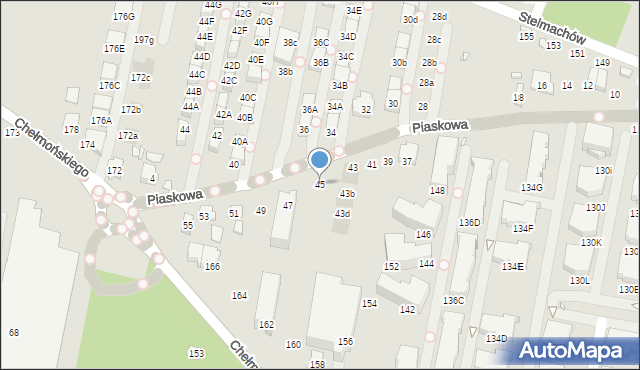 Kraków, Piaskowa, 45, mapa Krakowa