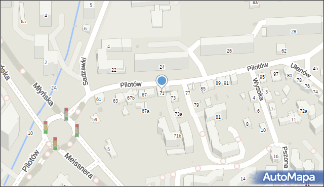 Kraków, Pilotów, 71, mapa Krakowa