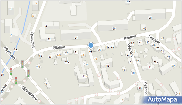 Kraków, Pilotów, 77, mapa Krakowa