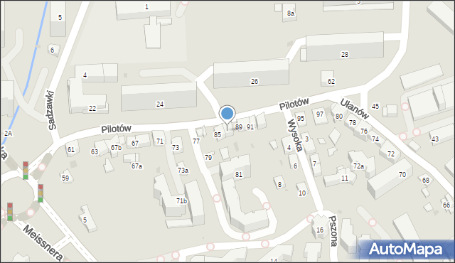 Kraków, Pilotów, 87, mapa Krakowa