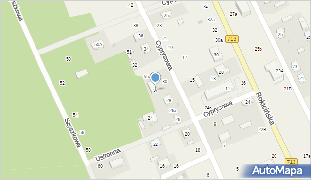 Kraszew, Piastowska, 57, mapa Kraszew