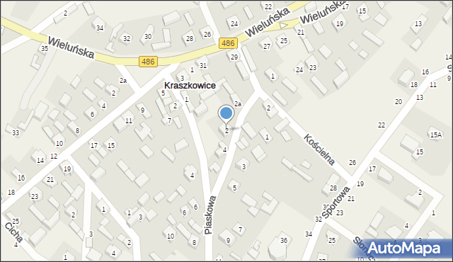 Kraszkowice, Piaskowa, 2, mapa Kraszkowice