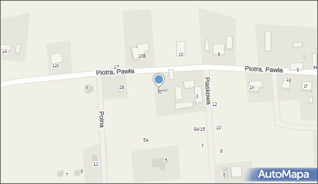 Krępsko, Piotra, Pawła, 30, mapa Krępsko