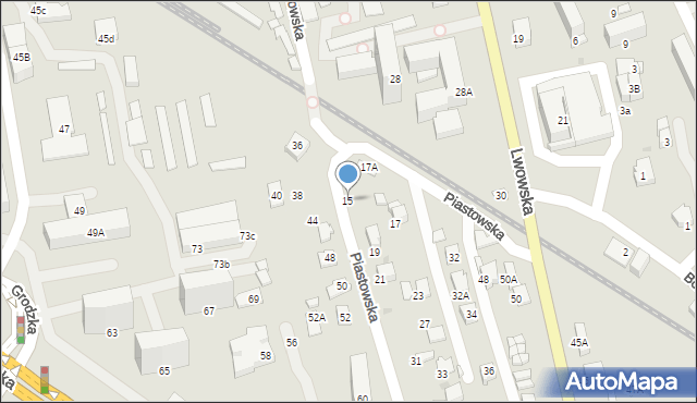 Krosno, Piastowska, 15, mapa Krosna