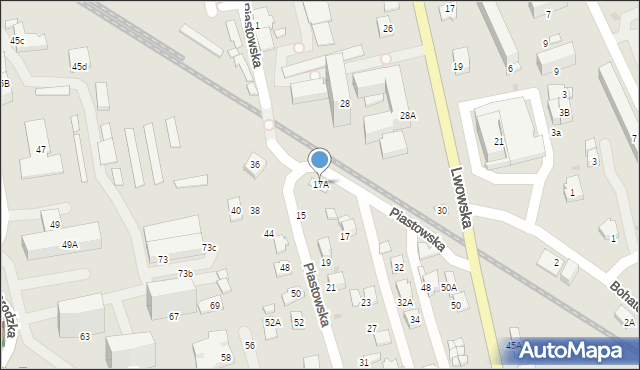 Krosno, Piastowska, 17A, mapa Krosna