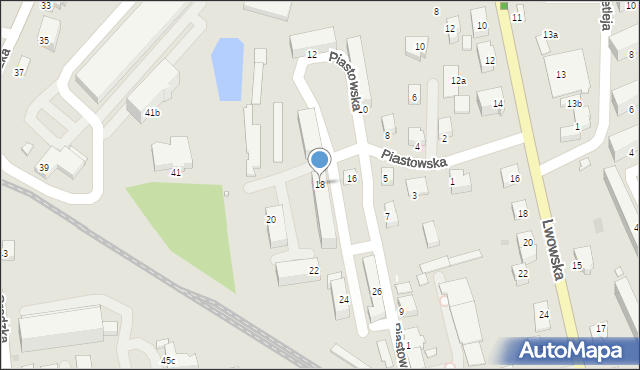 Krosno, Piastowska, 18, mapa Krosna