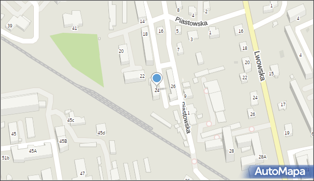 Krosno, Piastowska, 24, mapa Krosna