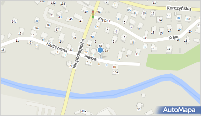 Krosno, Piesza, 3, mapa Krosna