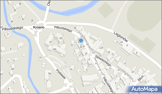 Krosno, Piłsudskiego Józefa, marsz., 21, mapa Krosna