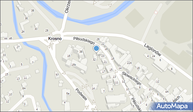 Krosno, Piłsudskiego Józefa, marsz., 25a, mapa Krosna