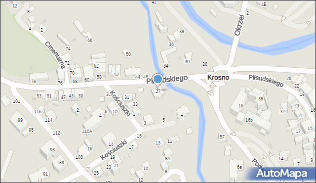 Krosno, Piłsudskiego Józefa, marsz., 27, mapa Krosna