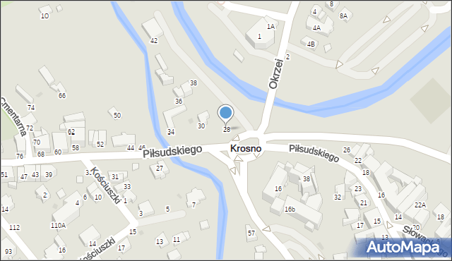 Krosno, Piłsudskiego Józefa, marsz., 28, mapa Krosna