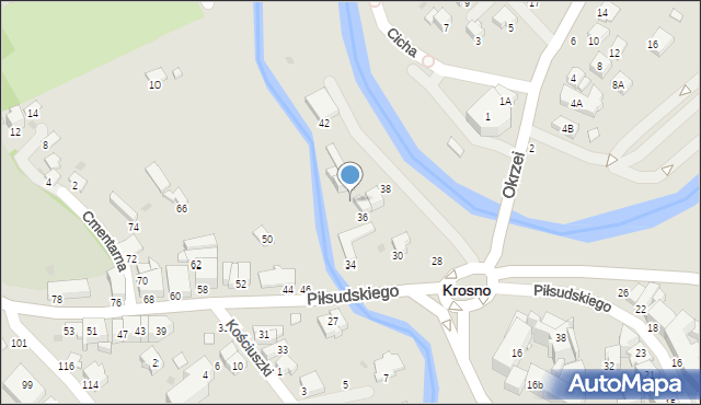 Krosno, Piłsudskiego Józefa, marsz., 40, mapa Krosna