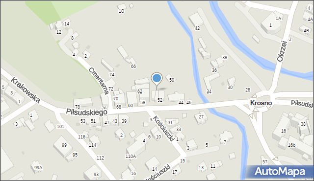 Krosno, Piłsudskiego Józefa, marsz., 48b, mapa Krosna