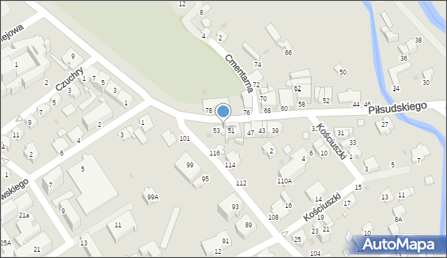 Krosno, Piłsudskiego Józefa, marsz., 53a, mapa Krosna
