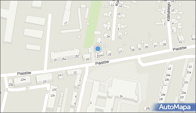 Krosno Odrzańskie, Piastów, 21, mapa Krosno Odrzańskie