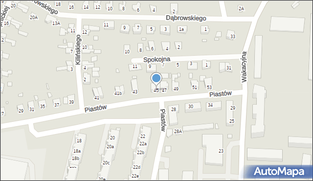 Krosno Odrzańskie, Piastów, 45, mapa Krosno Odrzańskie