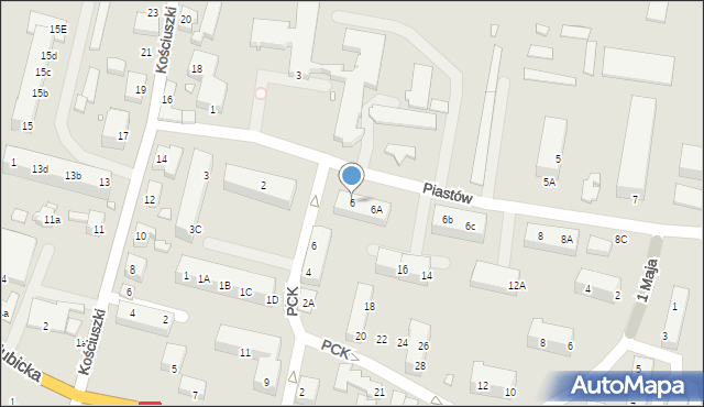 Krosno Odrzańskie, Piastów, 6, mapa Krosno Odrzańskie