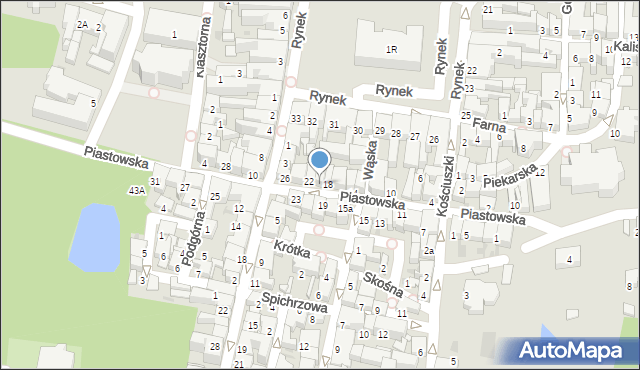 Krotoszyn, Piastowska, 20, mapa Krotoszyna