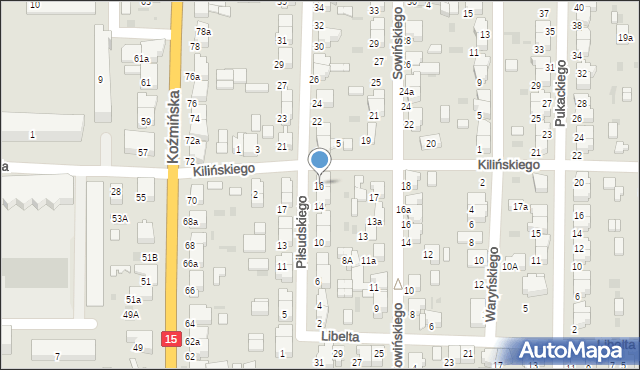 Krotoszyn, Piłsudskiego Józefa, marsz., 16, mapa Krotoszyna