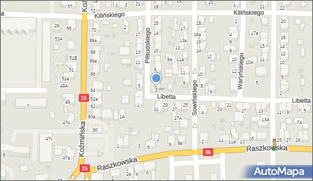 Krotoszyn, Piłsudskiego Józefa, marsz., 2, mapa Krotoszyna