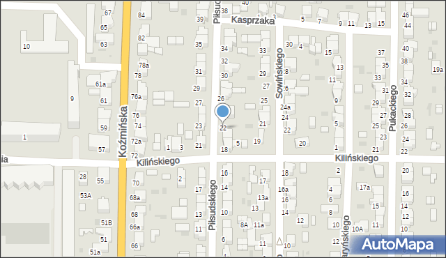 Krotoszyn, Piłsudskiego Józefa, marsz., 22, mapa Krotoszyna