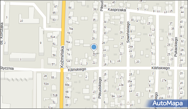 Krotoszyn, Piłsudskiego Józefa, marsz., 23, mapa Krotoszyna