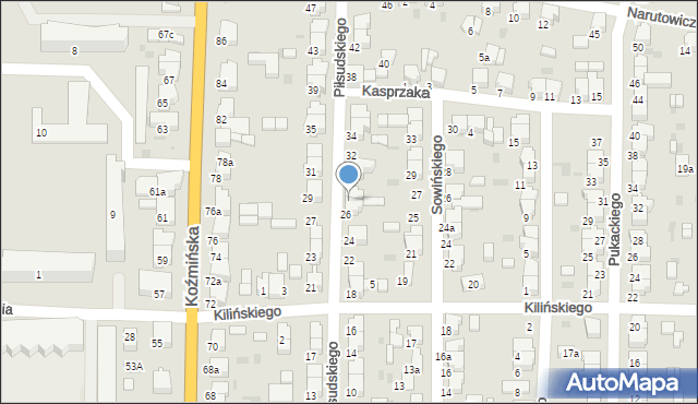 Krotoszyn, Piłsudskiego Józefa, marsz., 28, mapa Krotoszyna