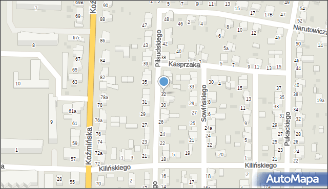 Krotoszyn, Piłsudskiego Józefa, marsz., 32, mapa Krotoszyna