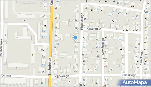 Krotoszyn, Piłsudskiego Józefa, marsz., 33, mapa Krotoszyna