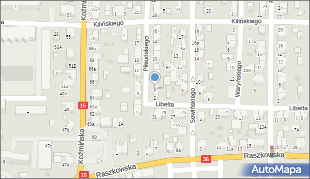 Krotoszyn, Piłsudskiego Józefa, marsz., 4, mapa Krotoszyna