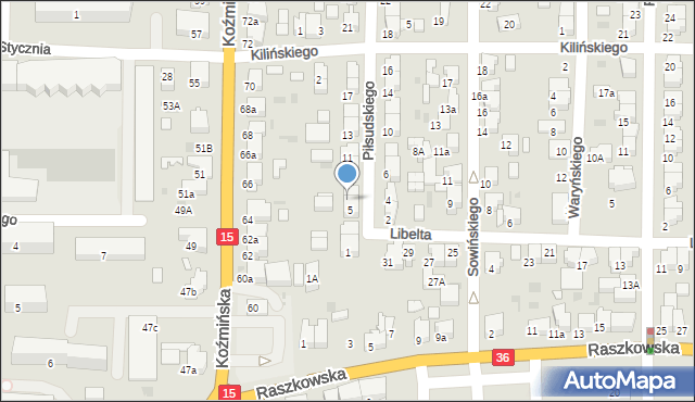 Krotoszyn, Piłsudskiego Józefa, marsz., 7, mapa Krotoszyna